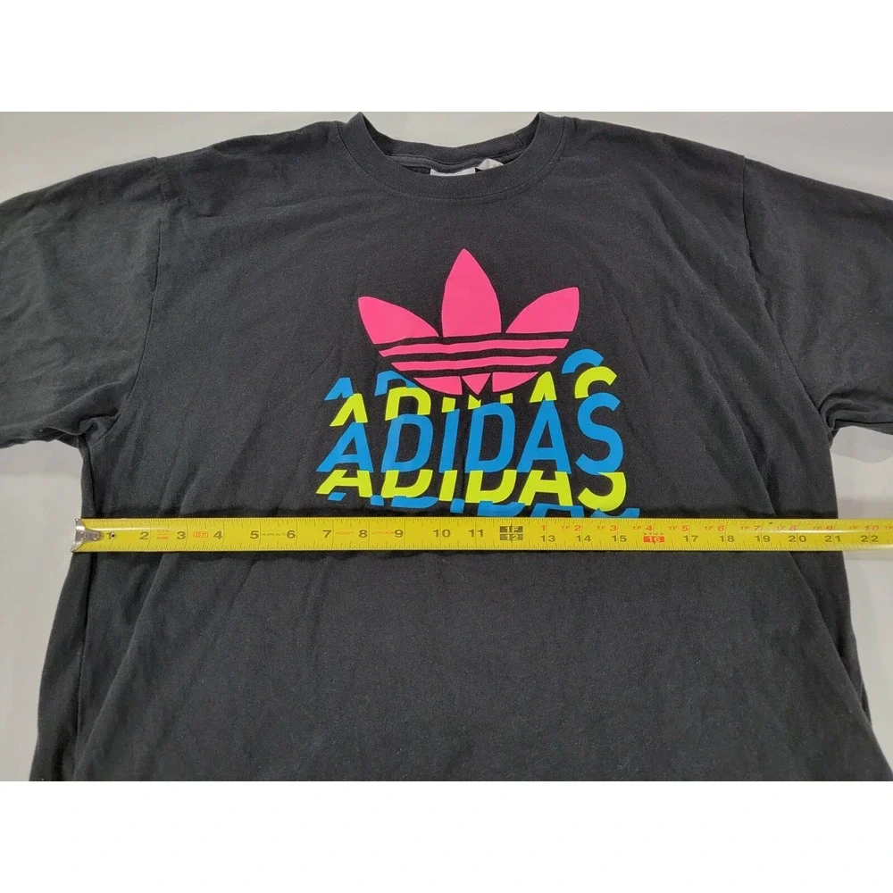 MENS‎ ADIDAS ORIGINALS MULTI FADE 3 STRIPES TREFOIL T-SHIRT SZ XL NEON EUC